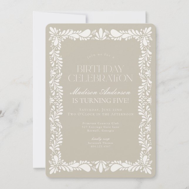 Invitation Talavera beige Carrelage Espagne fête d'anniversai (Devant)
