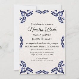 Invitation Talavera Black Floral Minimalist Spanish Wedding