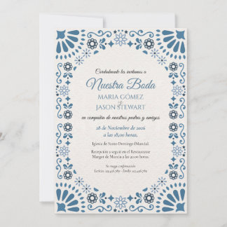 Invitation Talavera Majolique Bleu Floral Boda Mariage Espagn