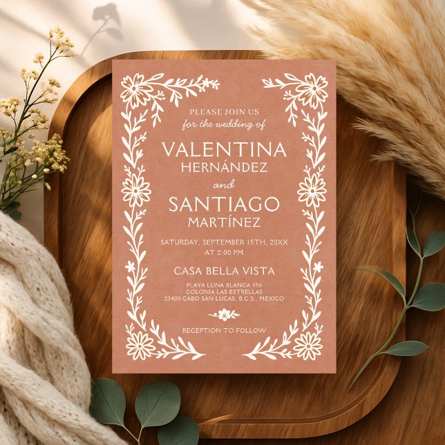 Invitation Talavera Terracotta Mexican Floral Boho Wedding (Créateur téléchargé)