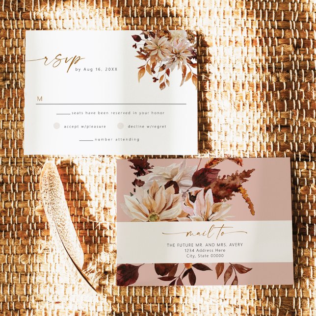 Invitation TALIA Bohemian Terracotta Floral Blush RSVP (Créateur téléchargé)