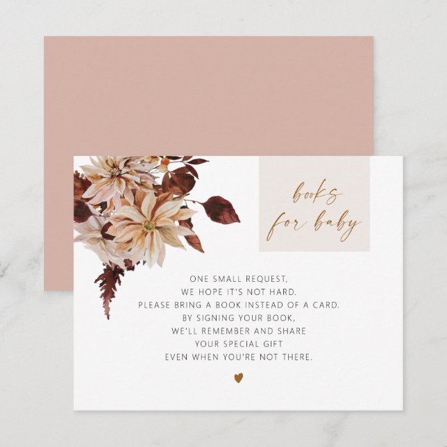 Invitation TALIA Bohemian Terracotta Floral Livres pour bébé (Devant / Derrière)