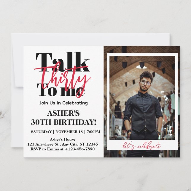 Invitation Talk 30 To Me 30th Birthday Party Photo (Devant)