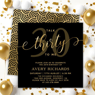 Invitation Talk 30 To Me Gold Script 30e anniversaire