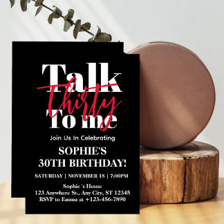 Invitation Talk 30 To Me Modern 30th Birthday Party