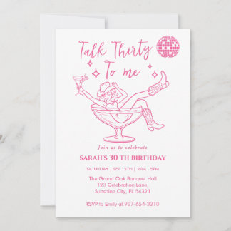 Invitation Talk Thirty To Me Birthday  retro girl Party 