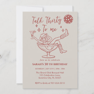 Invitation Talk Thirty To Me Birthday  retro girl Party 
