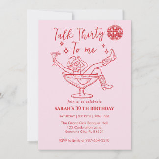 Invitation Talk Thirty To Me Birthday  retro girl Party 