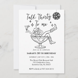 Invitation Talk Thirty To Me Birthday  retro girl Party 