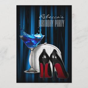 Invitation talons aiguilles à semelle rouge fête de cocktail