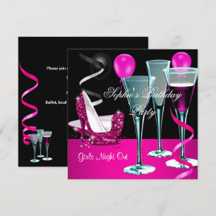 Invitation Talons Aiguilles Rose Fête D'anniversaire Vin Chau