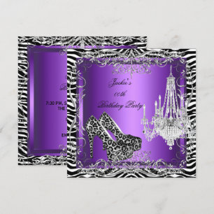 Invitation Talons de fête à imprimé léopard zèbre violet Fête