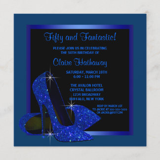 Invitation Talons Hauts Bleu Royal Noir pour la Fête d'Annive