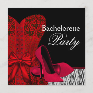 Invitation Talons Hauts Corset Rouge Zèbre Enterrement de Vie