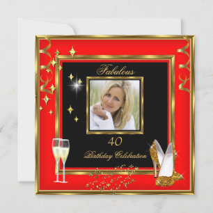 Invitation Talons hauts de champagne rouge or fabuleux 40 Pho