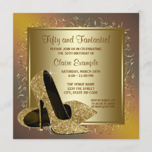 Invitation Talons Hauts en Or Pur pour Femme Fête d'Anniversa