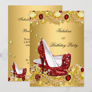 Invitation Talons Hauts Pailletés Or Rouge Fabulux Soirée