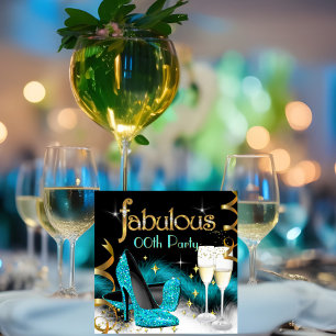 Invitation Talons Hauts Pailletés Sarcelle pour Soirée de Cha