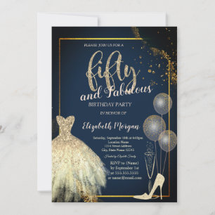 Invitation Talons hauts, Robe, Étoiles Bleu Marine 50e Annive