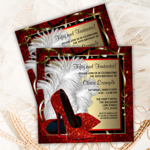 Invitation Talons Hauts Rouges Anniversaire Nombre Rouge Noir