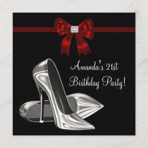Invitation Talons hauts rouges et noirs Anniversaire de femme