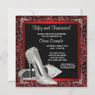 Invitation Talons Hauts Rouges Noirs Anniversaire Femme