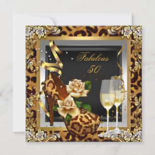 Invitation Talons noirs à motif léopard doré Fabulous 50 Part