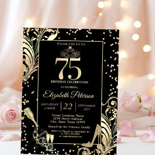 Invitation Talons Pailletés Diadème Diamants Tourbillons 75e