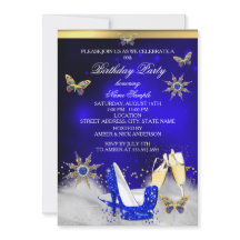 Talons Papillon Bleu Royal Pailleté Champagne Doré