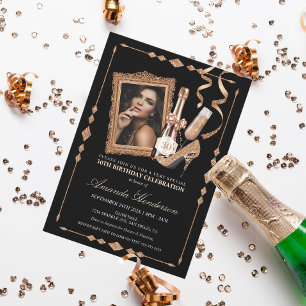 Invitation Talons Rose Gold et Champagne pour l'anniversaire 