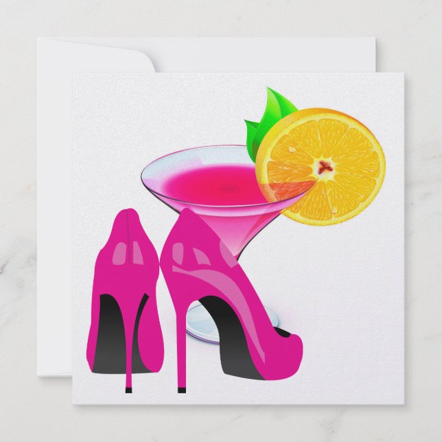 Invitation Talons roses et cocktails - Cocktail Party - SRF (Devant)