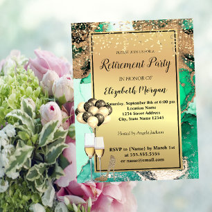 Invitation Talons verts, ballons, retraite en marbre vert