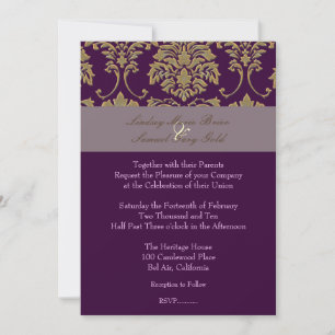 Invitation Tambour/prune/faux or