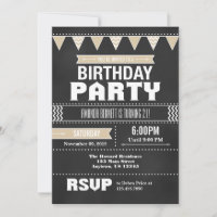 Tan Beige Chevron Chalkboard Anniversaire Invitati