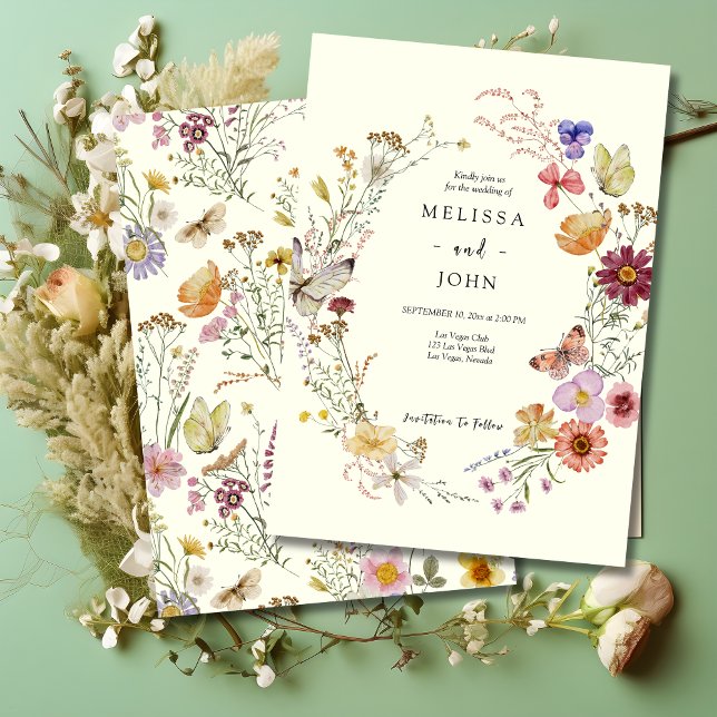 Invitation Tan Bohemian Mariage Fleur sauvage (Créateur téléchargé)