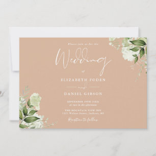 Invitation Tan Botanical Greenery Mariage photo