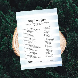 Invitation Tan Bunny Blue Baby Candy Baby shower Jeu