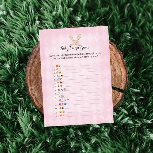 Invitation Tan Bunny Jacquard rose Bébé Emoji Photos Jeu