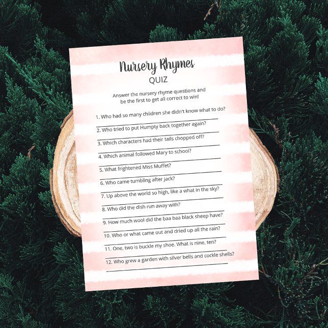 Invitation Tan Bunny Pink Nursery Rhymes Jeu de Quiz (Créateur téléchargé)