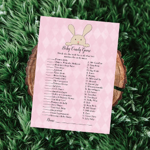 Invitation Tan Bunny Rabbit rose Bébé Candy Douche Jeu