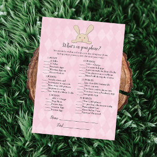 Invitation Tan Bunny Rabbit rose Ce qui est sur votre jeu de 