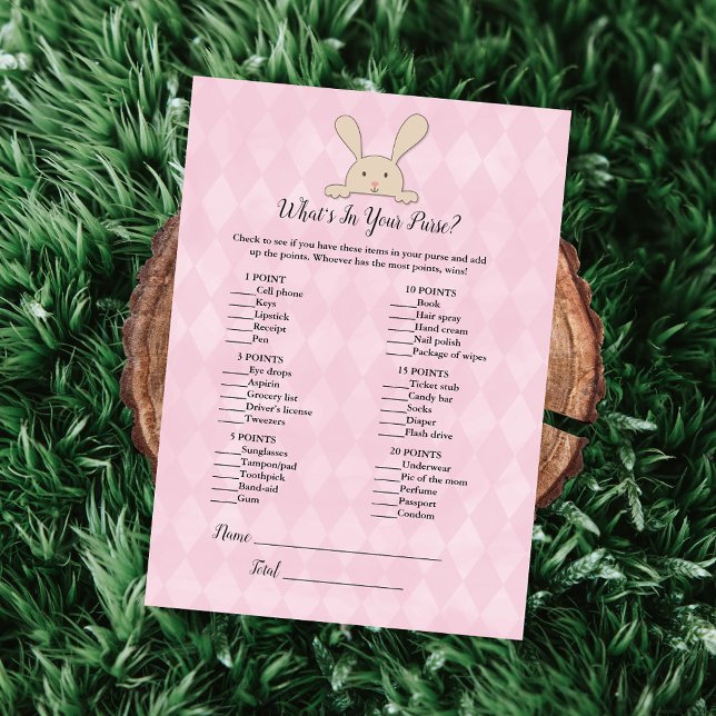 Invitation Tan Bunny Rabbit rose Ce qu'il y a dans votre jeu  (Créateur téléchargé)