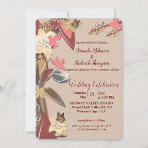 Invitation Tan - Marsala Vin, teintes de Mariage rose
