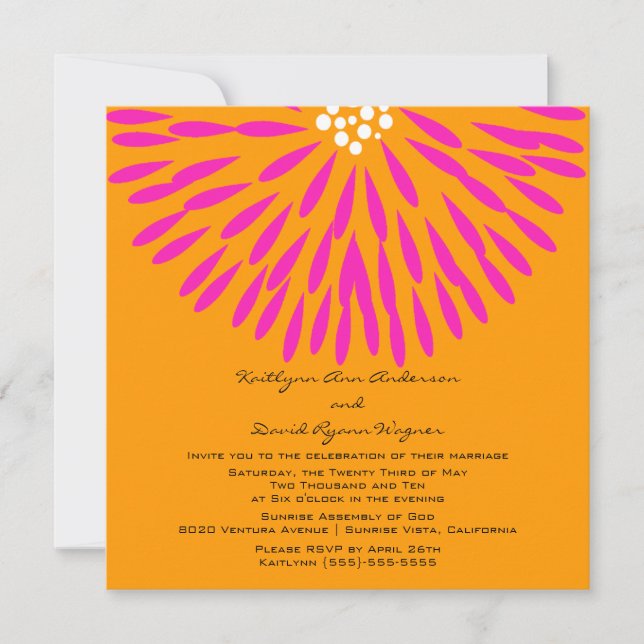 Invitation Tangerine & Pink Floral Wedding Invite (Devant)