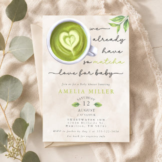 Invitation Tant d'amour Matcha pour bébé, Baby Shower