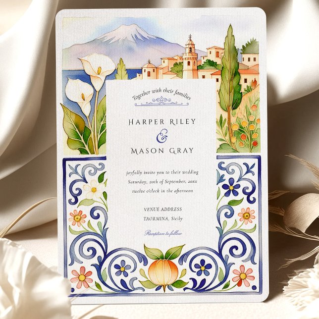 Invitation Taormina Sicile & Italien Tile Mariage (Créateur téléchargé)