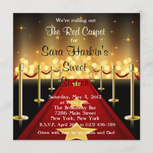 Invitation Tapis Rouge Hollywood Sweet 16 Anniversaire Invita