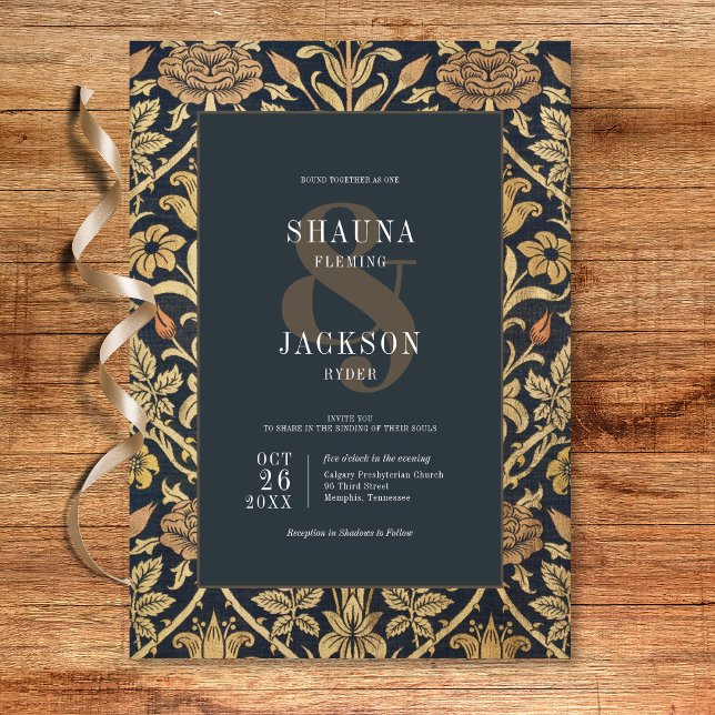 Invitation Tapisserie victorienne William Morris Floral Maria (Victorian Tapestry William Morris Floral Wedding Invitation)