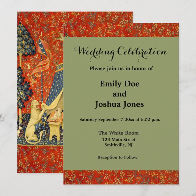 Invitation Tapisseries Unicorne Lady Legend Médiéval (Devant / Derrière)