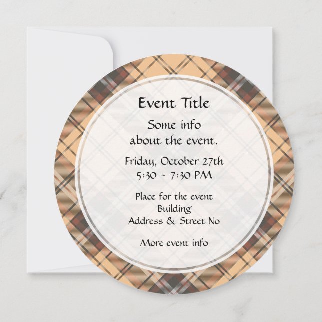 Invitation Tartan beige et Brown (Dos)